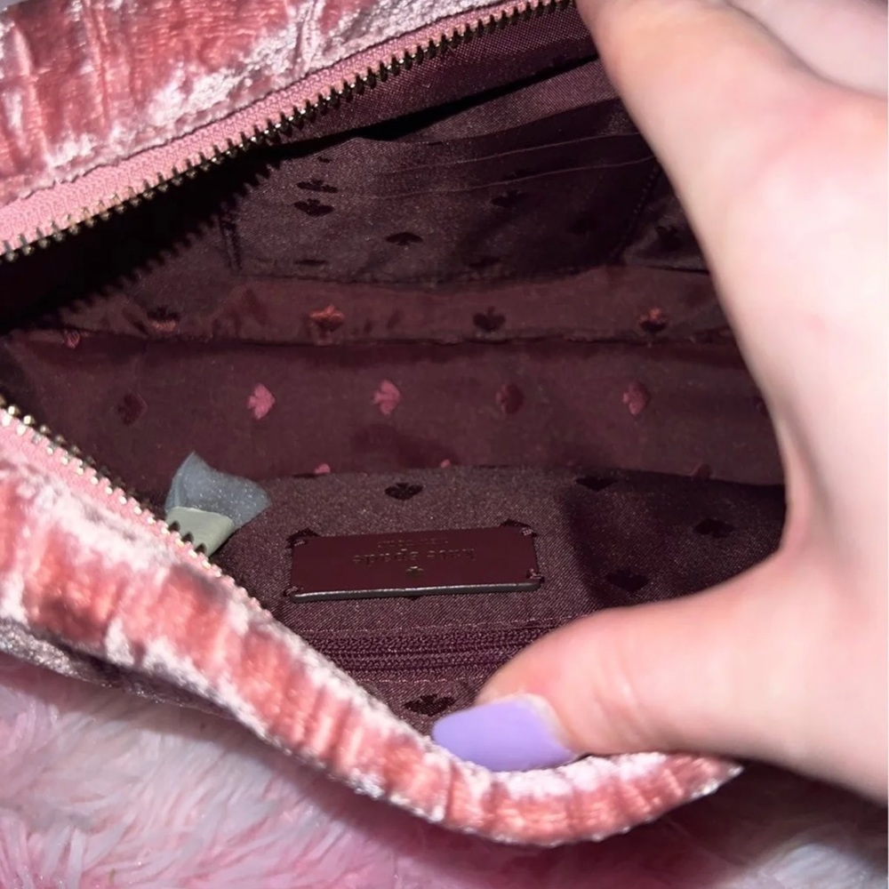Kate spade bow crush velvet fabric baguette bag - Picture 2 of 7